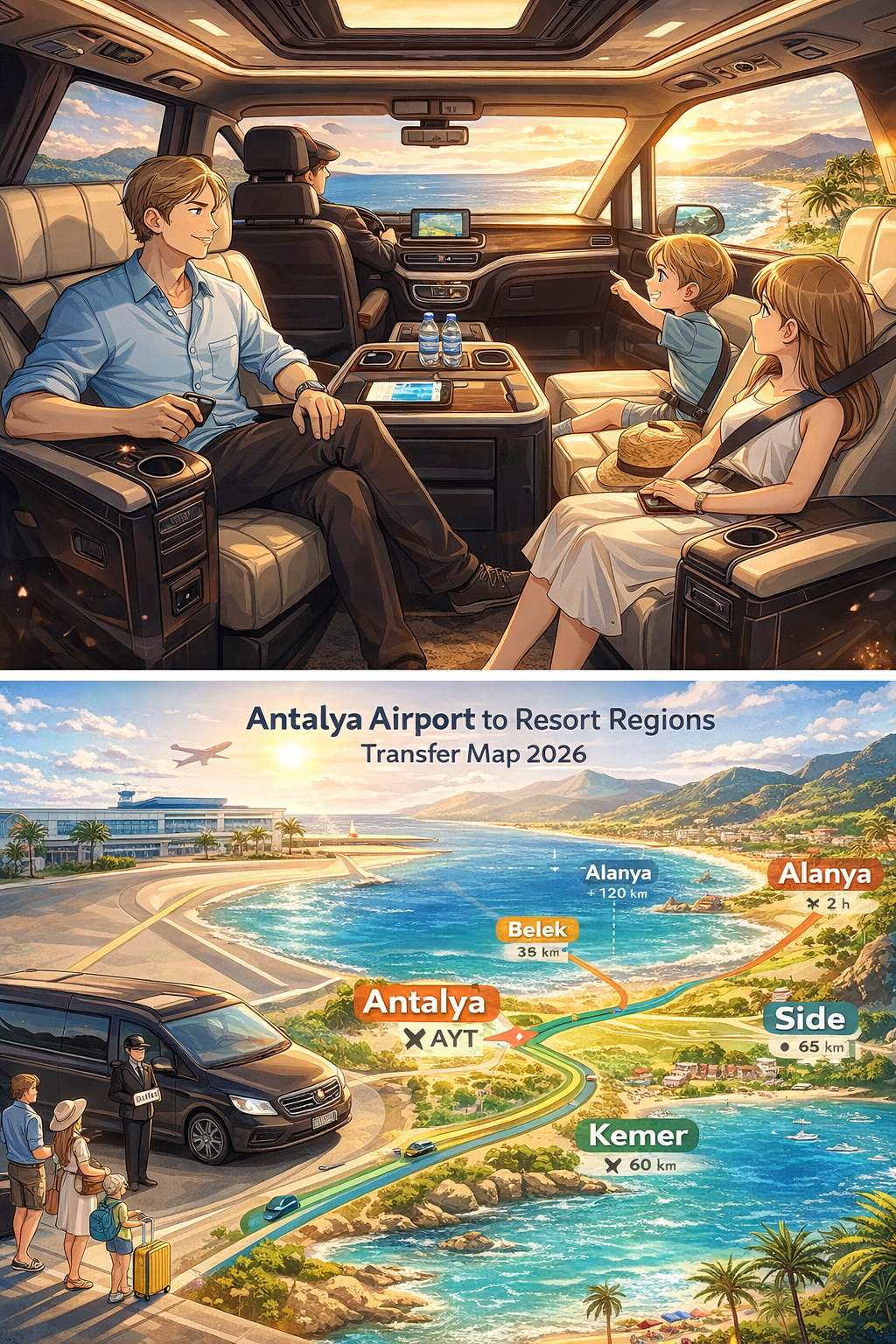 Трансферы из аэропорта Анталии по регионам (2026) – Аланья, Белек, Сиде