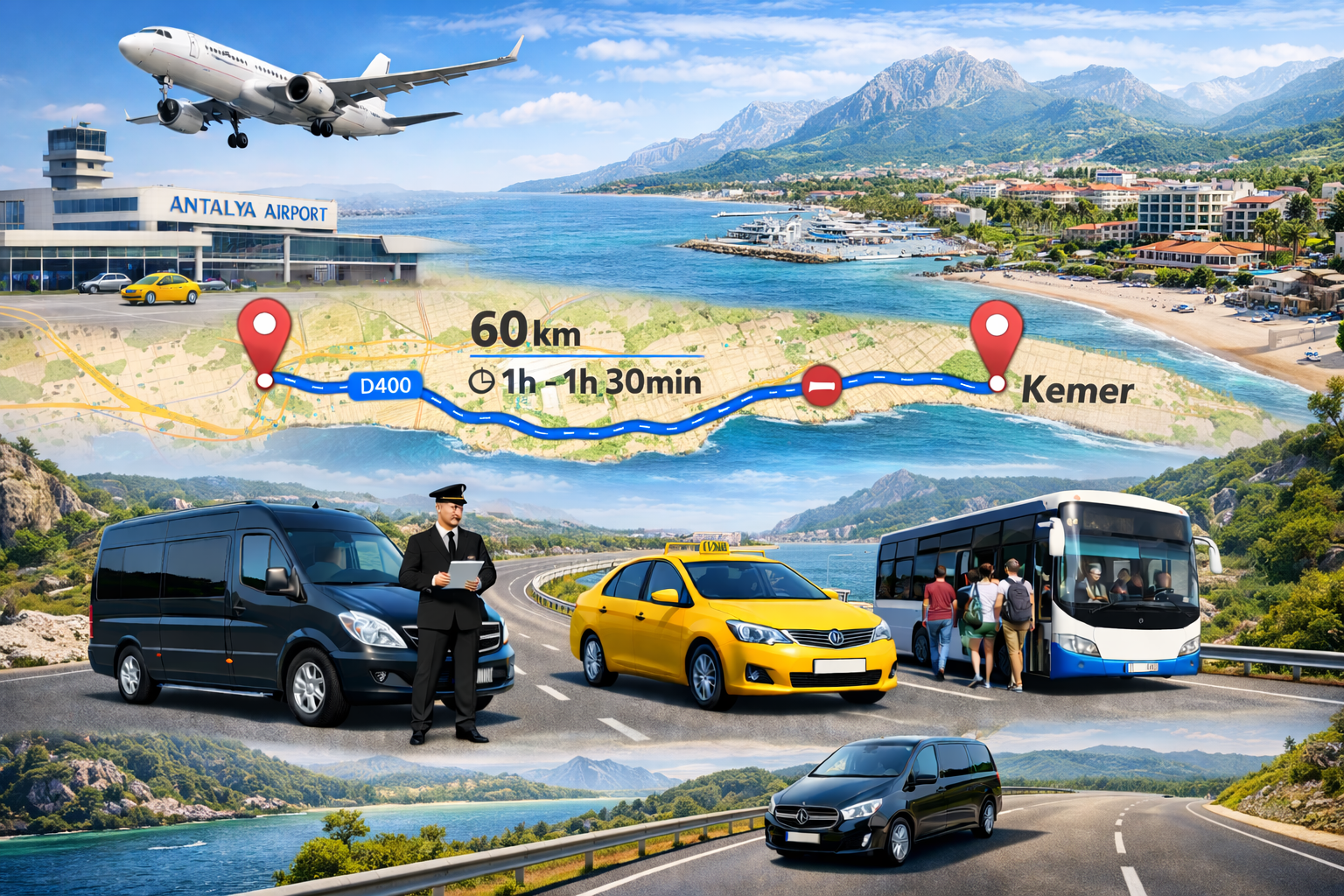 Vom Flughafen Antalya nach Kemer: Entfernung, Dauer & Transferoptionen