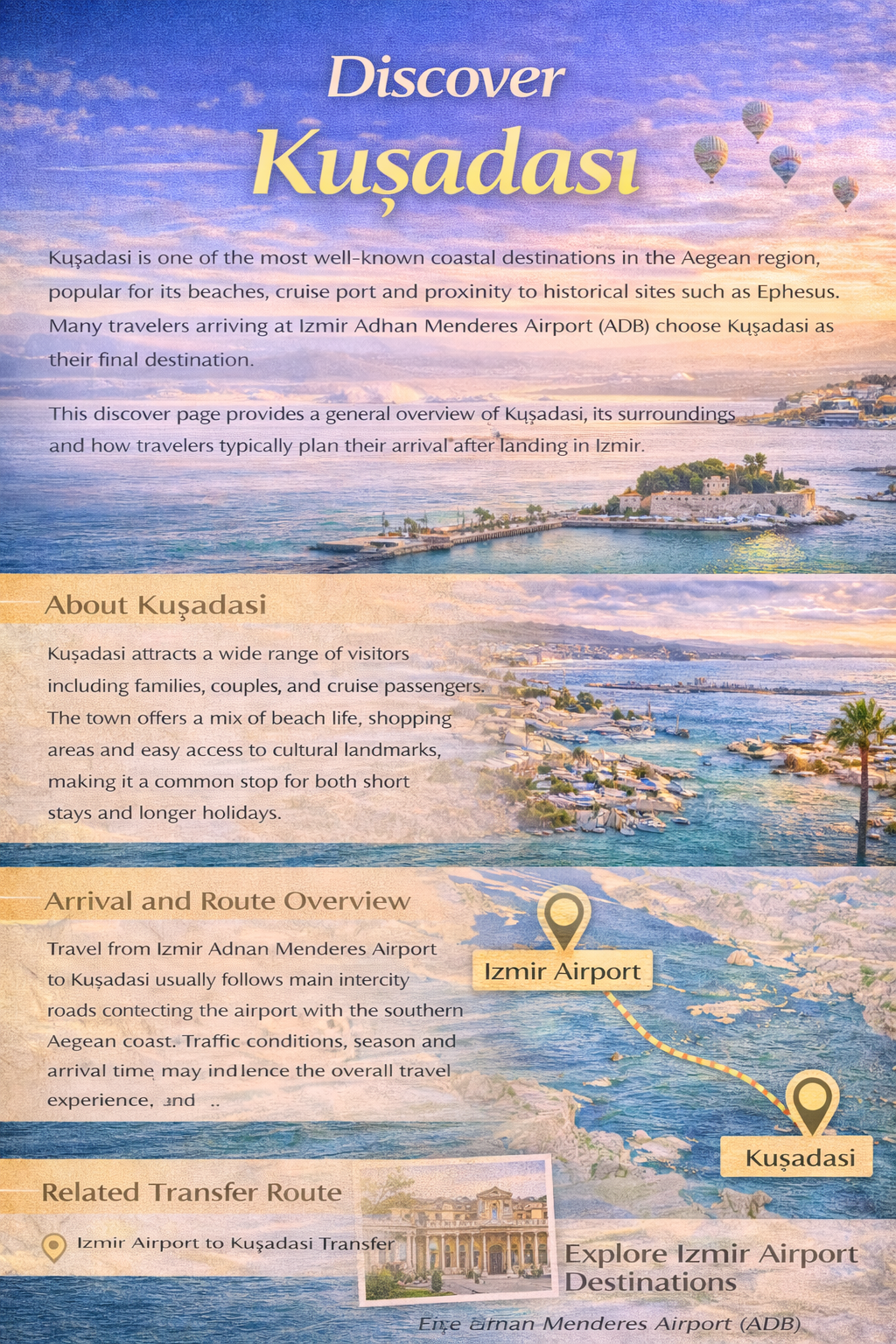 Откройте Кушадасы из аэропорта Измира Аднан Мендерес (ADB)