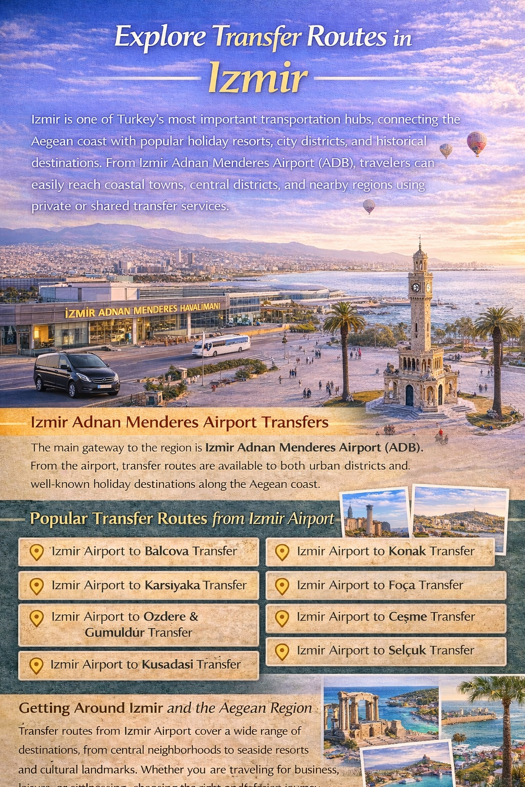 اكتشف إزمير: مسارات النقل من مطار إزمير