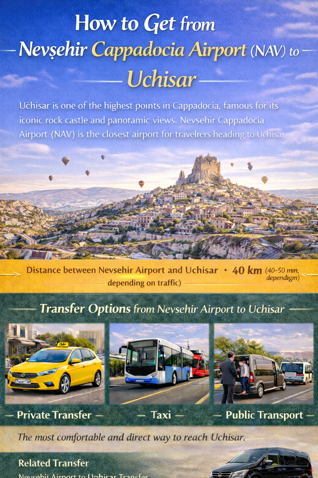 Как добраться из аэропорта Невшехир (NAV) в Учхисар