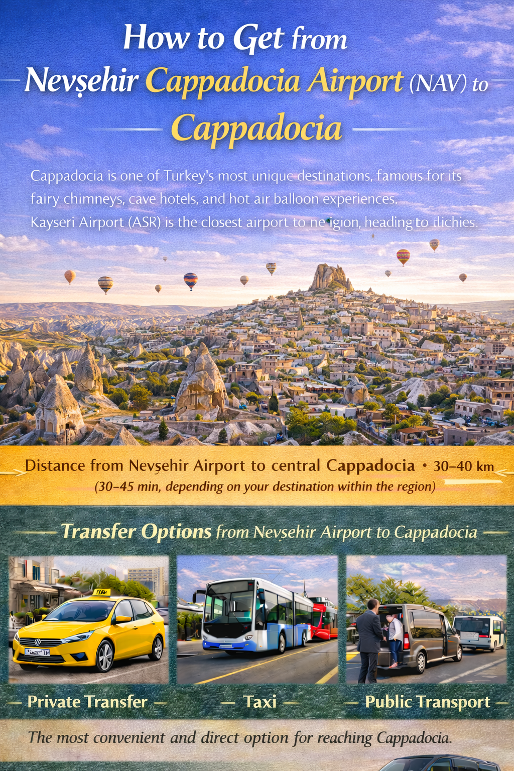 Wie kommt man vom Flughafen Nevşehir (NAV) nach Kappadokien?