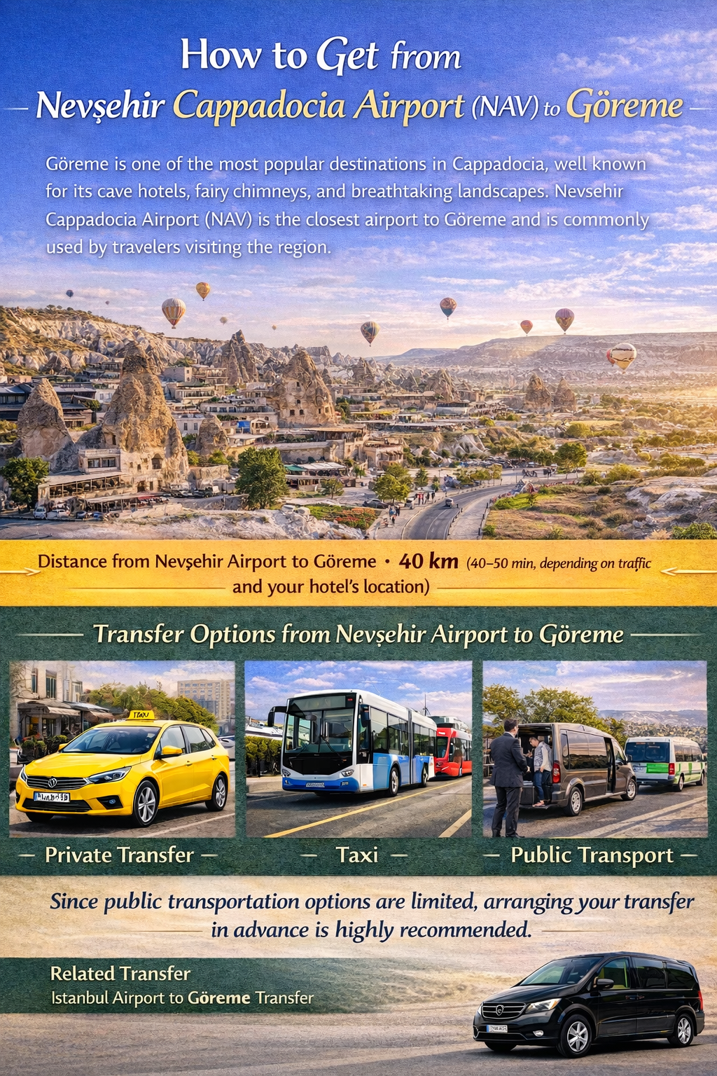 Wie kommt man vom Flughafen Nevşehir Kapadokien (NAV) nach Göreme?