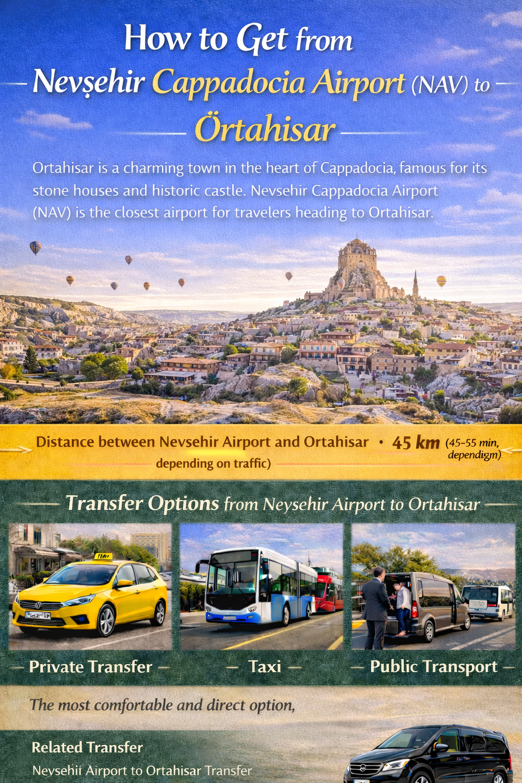 Wie kommt man vom Flughafen Nevşehir (NAV) nach Ortahisar?