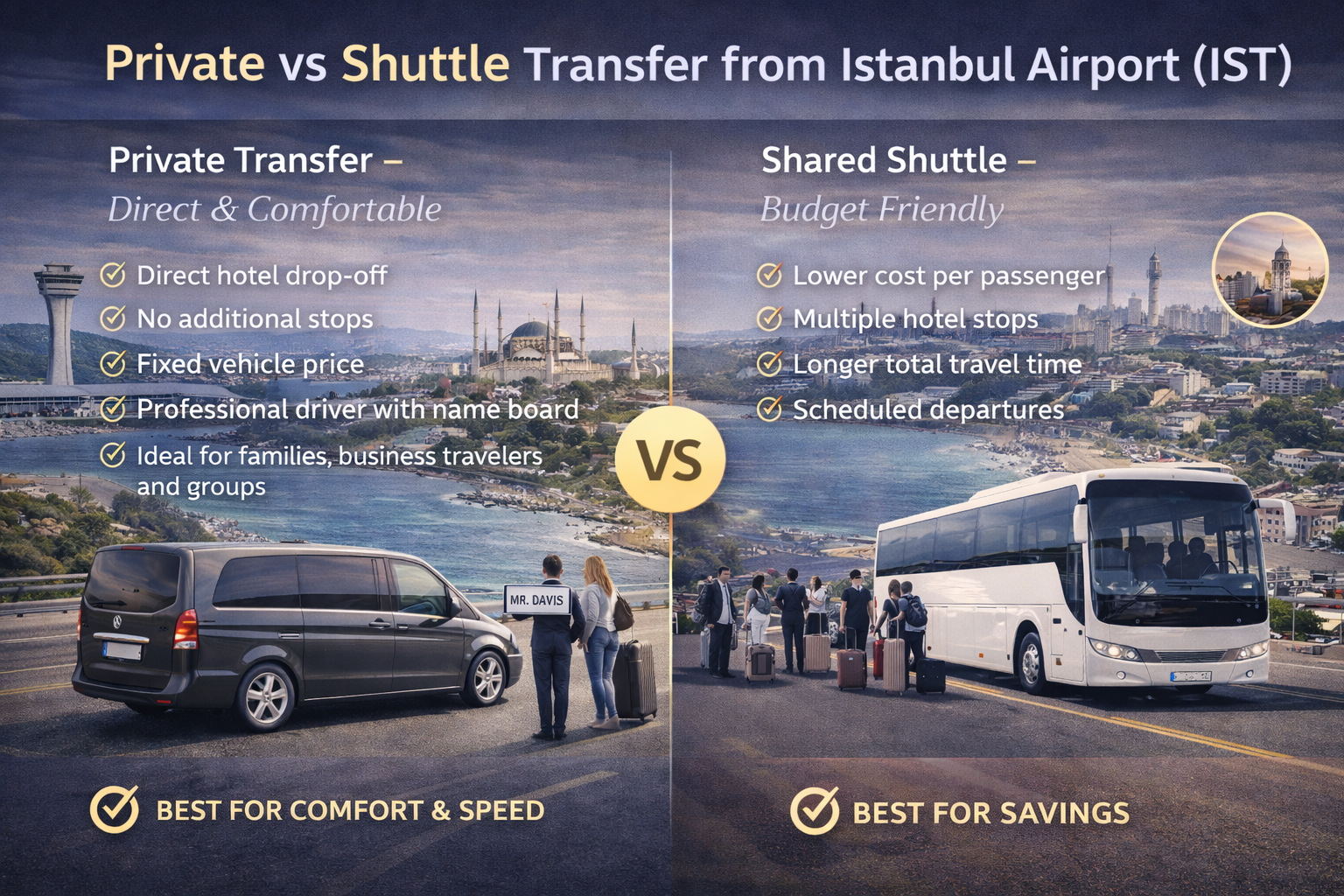 Частный трансфер или шаттл из аэропорта Стамбула (IST)?